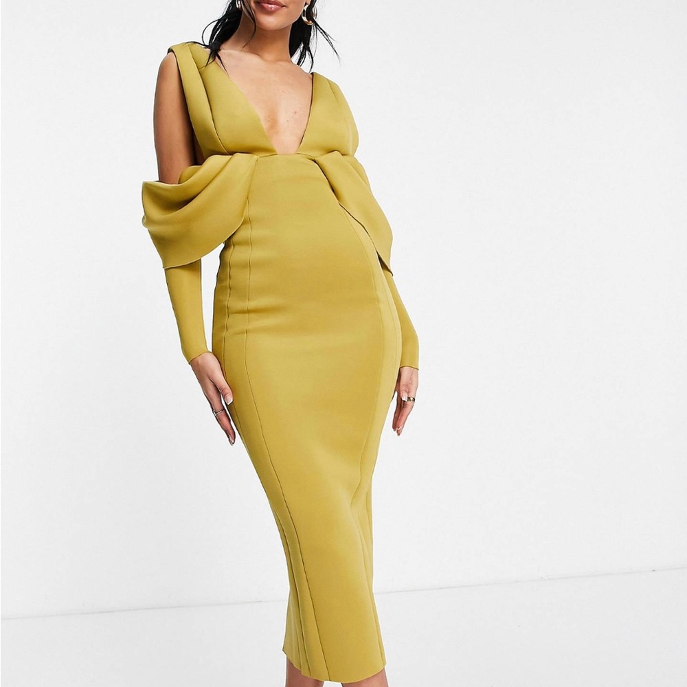ASOS Design Tall Drape Sleeve Plunge Dress